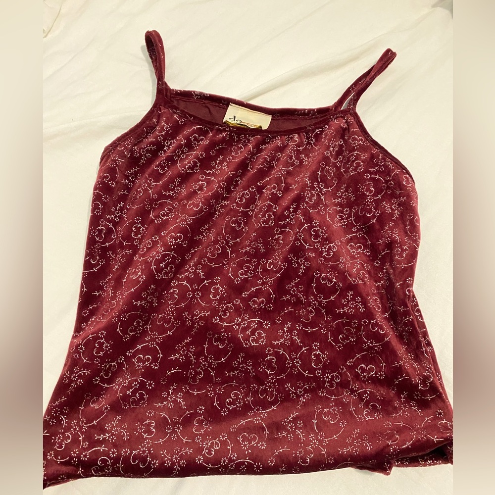 Dark red velvet vintage 90s tank top